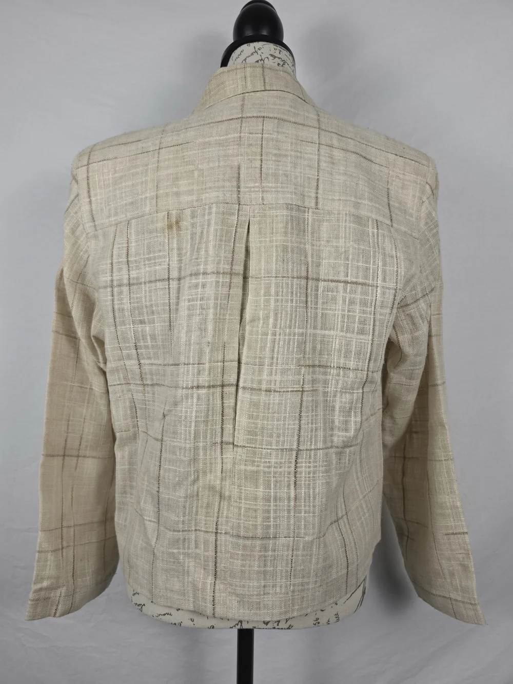 Vintage Christian Dior Separates Plaid Linen Blend Blazer Jacket Cream Beige - 8